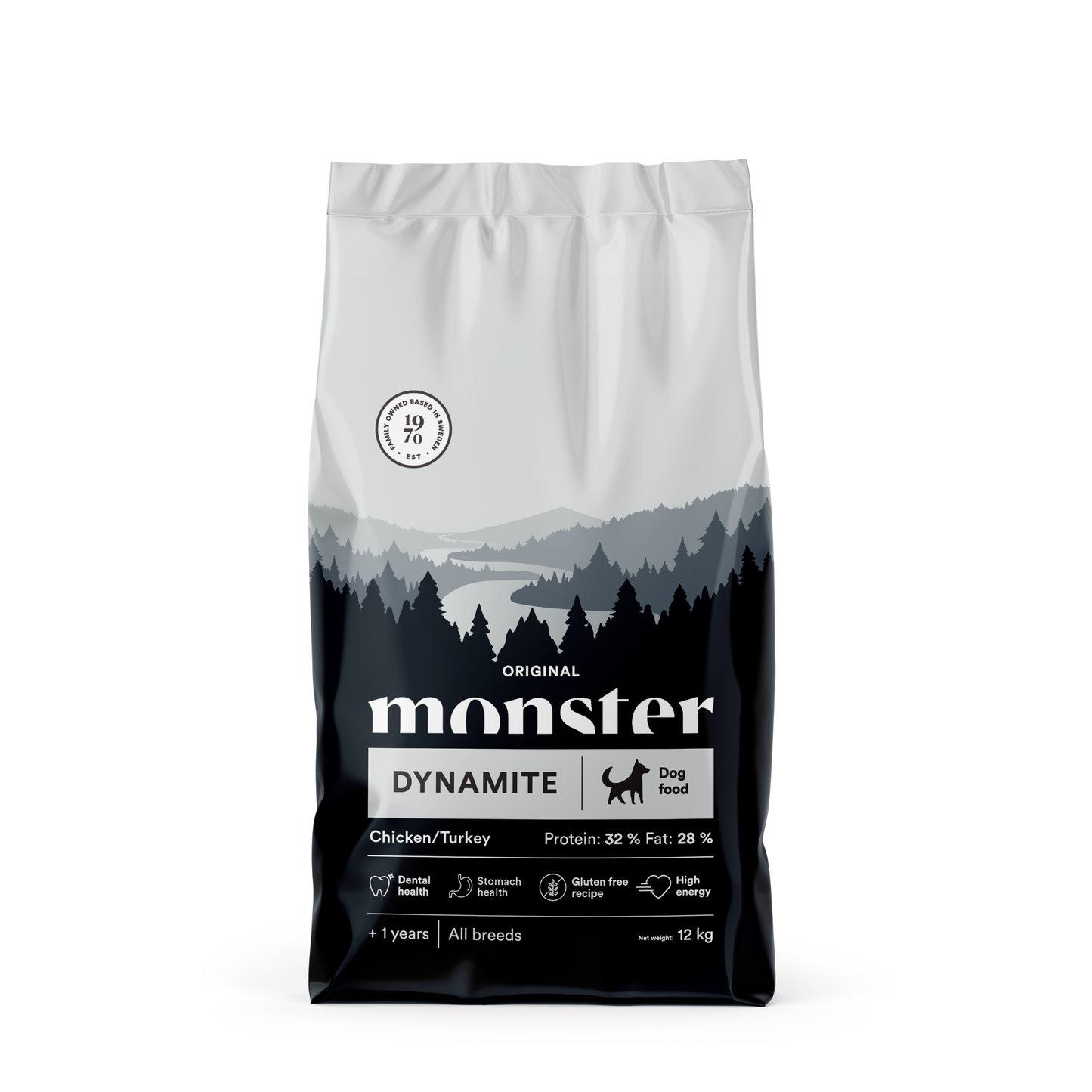 Monster Dog Original Dynamite Piščanec/Puran - Suha hrana za odrasle aktivne pse