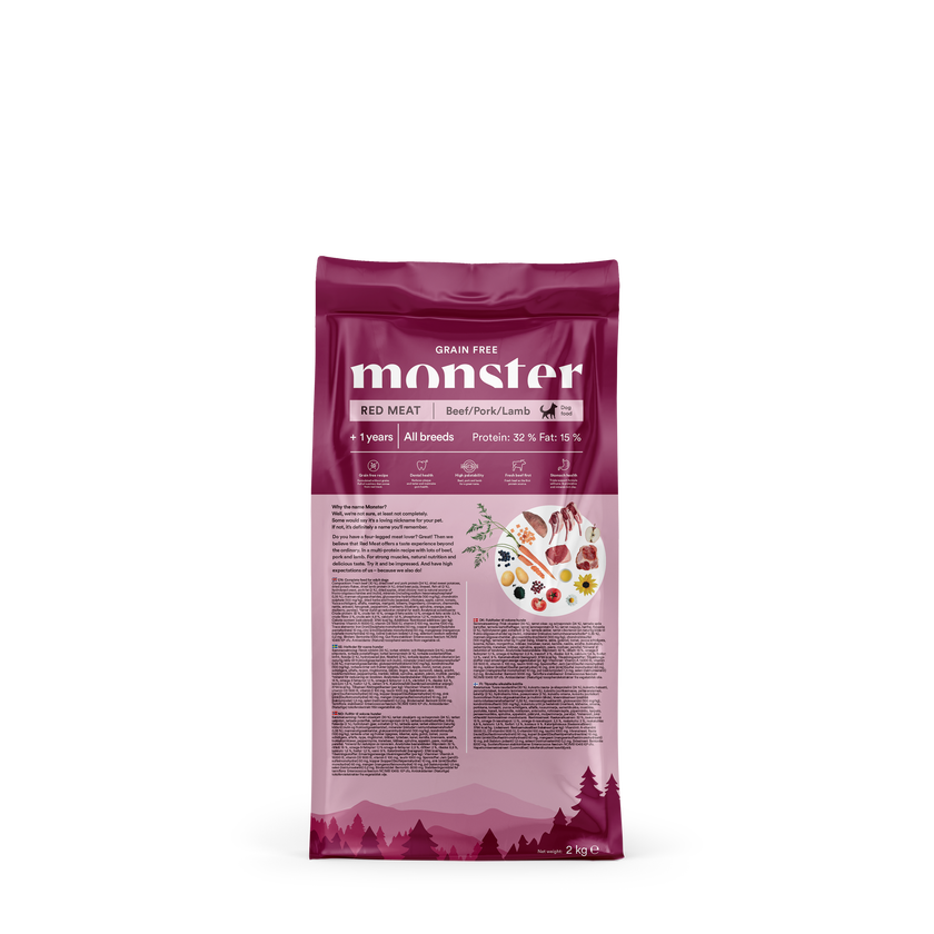 Monster Dog Grain free Rdeče meso - Govedina, svinjina in jagnjetina za visoko okusnost