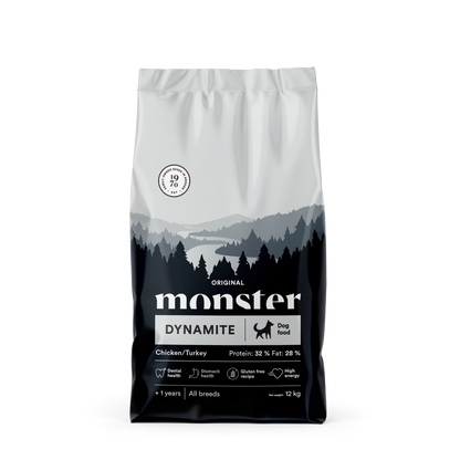 Monster Dog Original Dynamite Piščanec/Puran - Suha hrana za odrasle aktivne pse