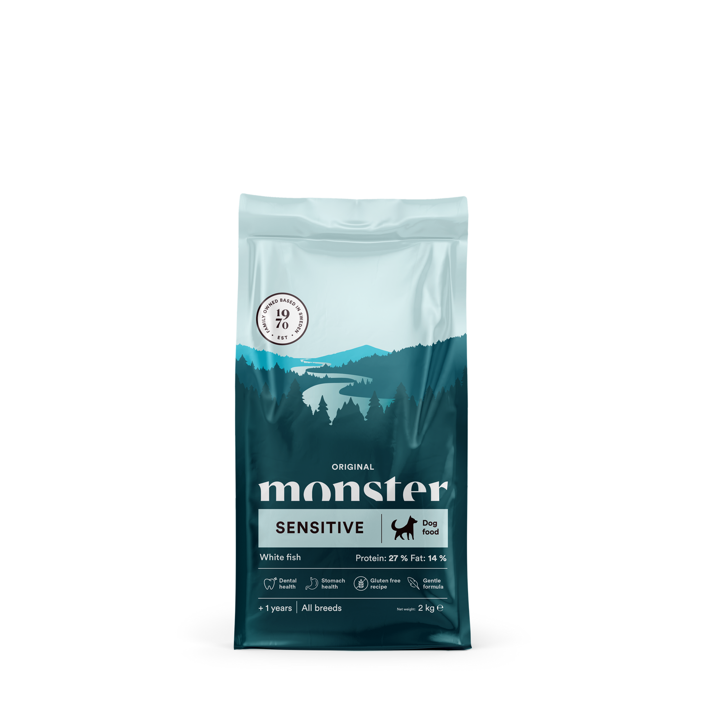 Monster Dog Original Sensitive Bela riba - Suha hrana za občutljive pse 2kg