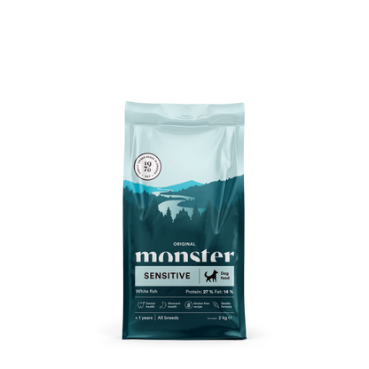 Monster Dog Original Sensitive Bela riba - Suha hrana za občutljive pse 2kg
