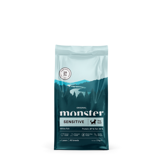 Monster Dog Original Sensitive Bela riba - Suha hrana za občutljive pse 2kg