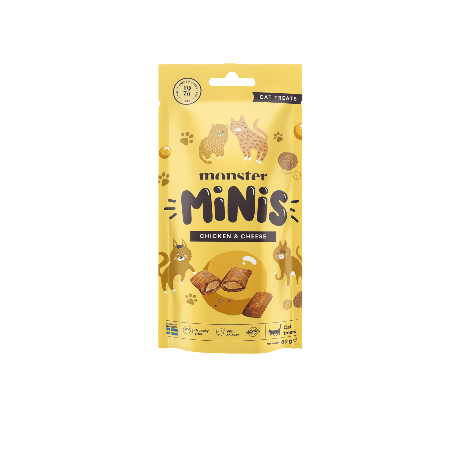 Monster Cat Mini Priboljški - Piščanec & Sir 60g