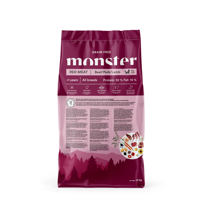 Monster Dog Grain free Rdeče meso - Govedina, svinjina in jagnjetina za visoko okusnost