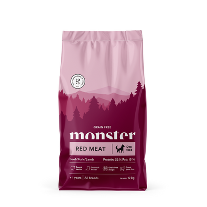 Monster Dog Grain free Rdeče meso - Govedina, svinjina in jagnjetina za visoko okusnost