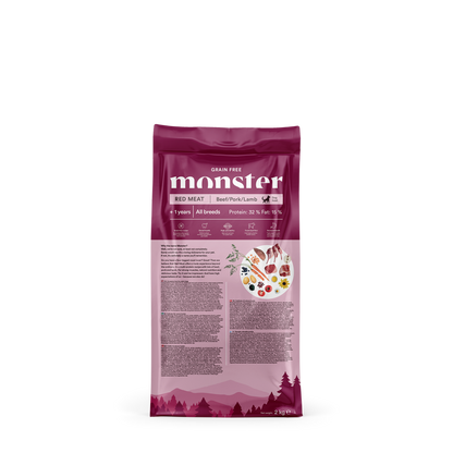 Monster Dog Grain free Rdeče meso - Govedina, svinjina in jagnjetina za visoko okusnost