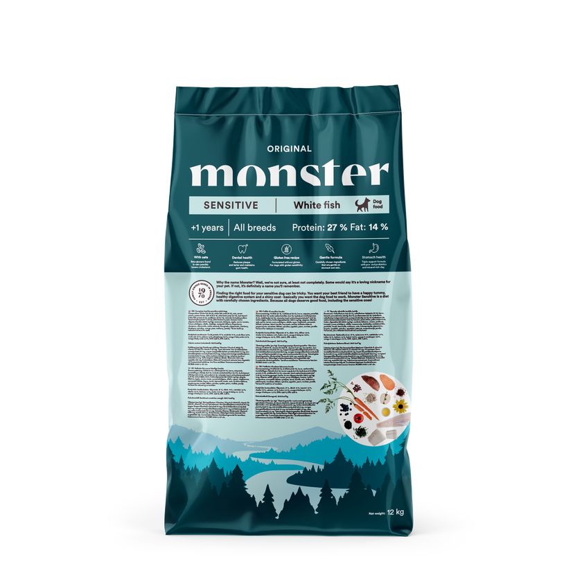 Monster Dog Original Sensitive Bela riba - Suha hrana za občutljive pse
