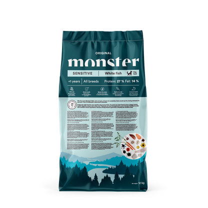 Monster Dog Original Sensitive Bela riba - Suha hrana za občutljive pse
