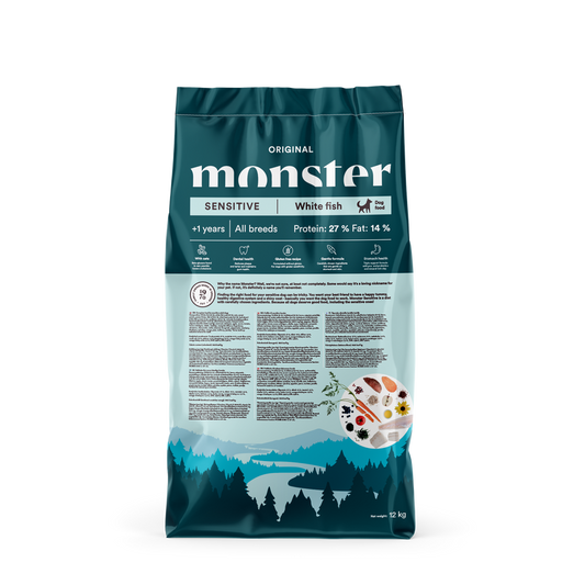Monster Dog Original Sensitive Bela riba - Suha hrana za občutljive pse