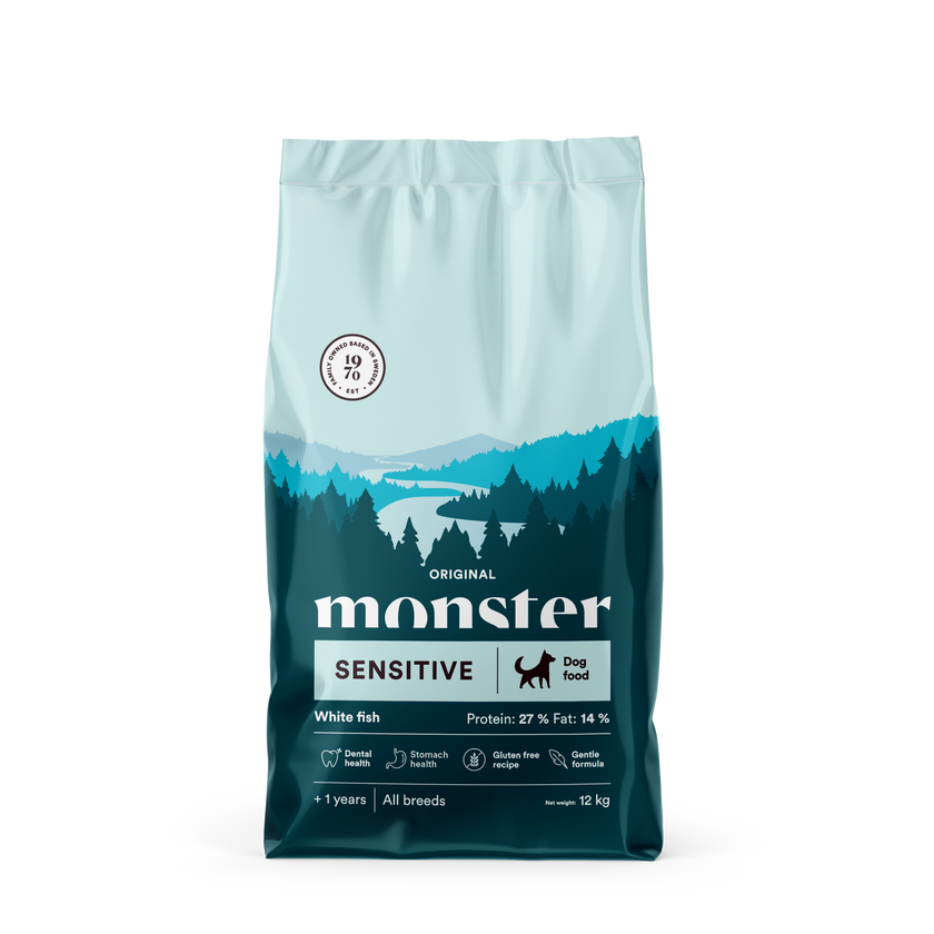 Monster Dog Original Sensitive Bela riba - Suha hrana za občutljive pse