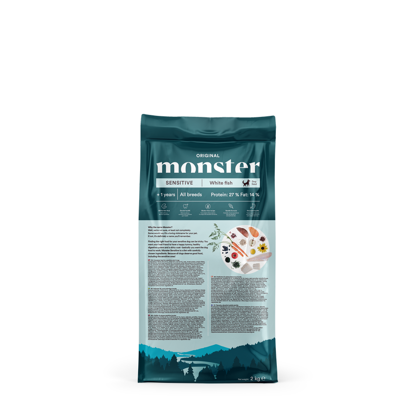Monster Dog Original Sensitive Bela riba - Suha hrana za občutljive pse