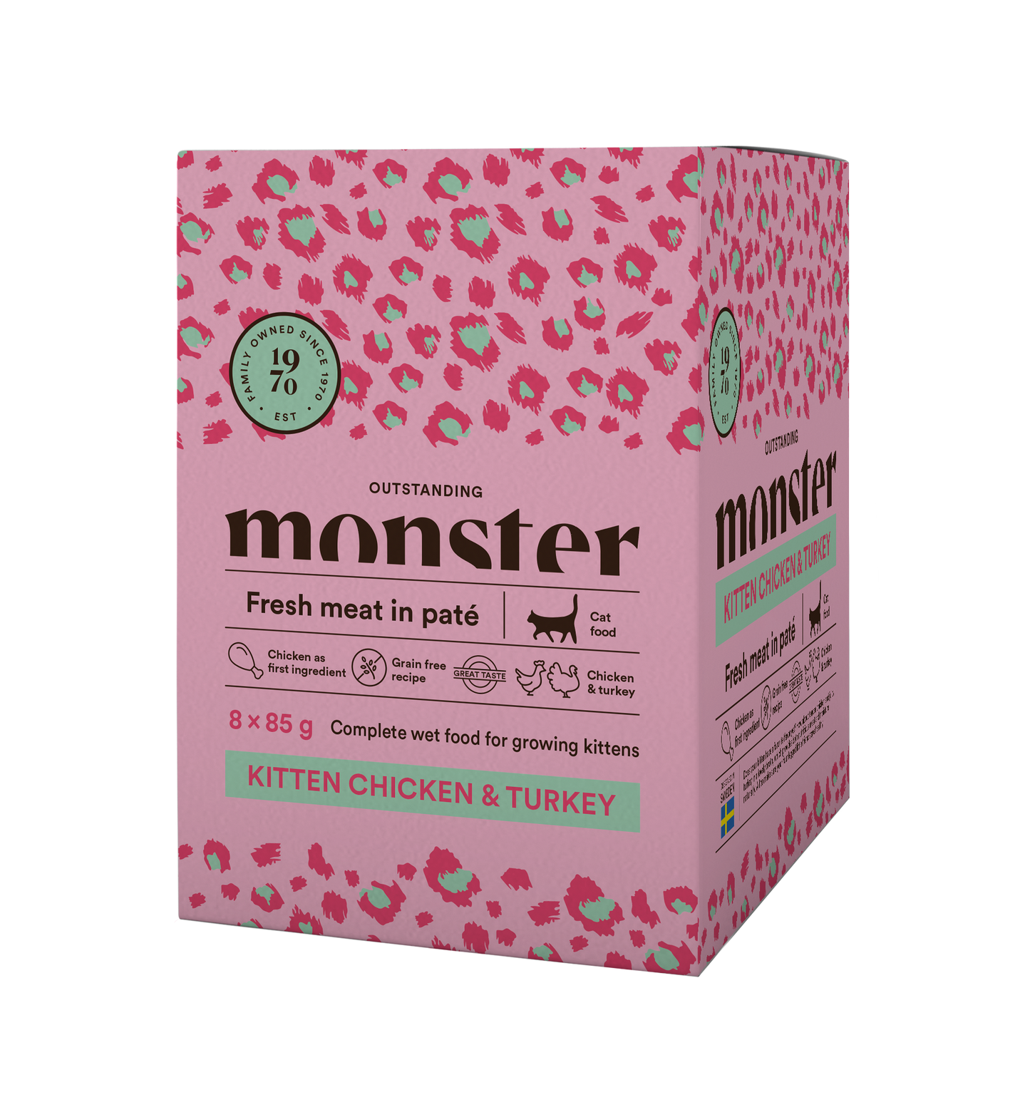Monster Cat Mokra hrana v vreči - Kitten Piščanec/Puran 8x85g