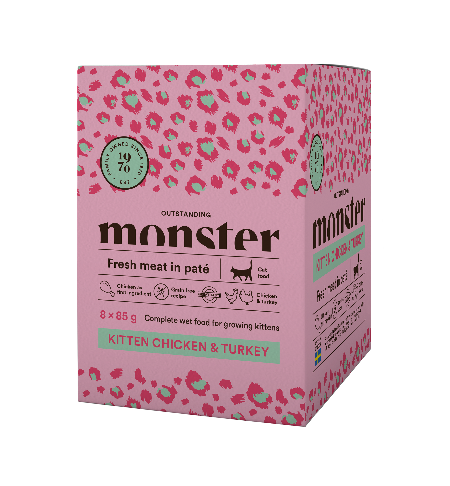 Monster Cat Mokra hrana v vreči - Kitten Piščanec/Puran 8x85g