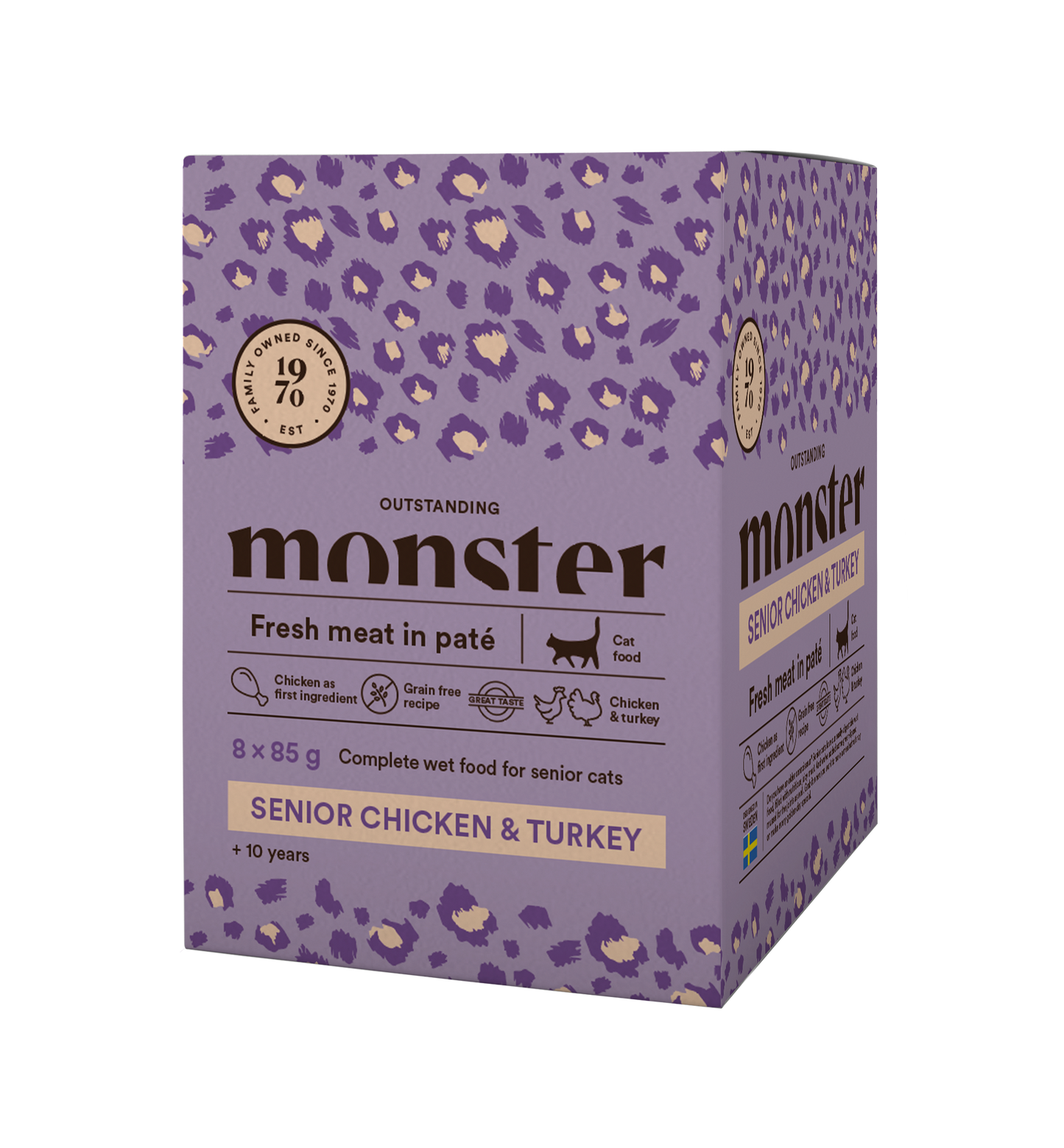 Monster Cat Mokra hrana v vreči - Senior Piščanec/Puran 8x85g