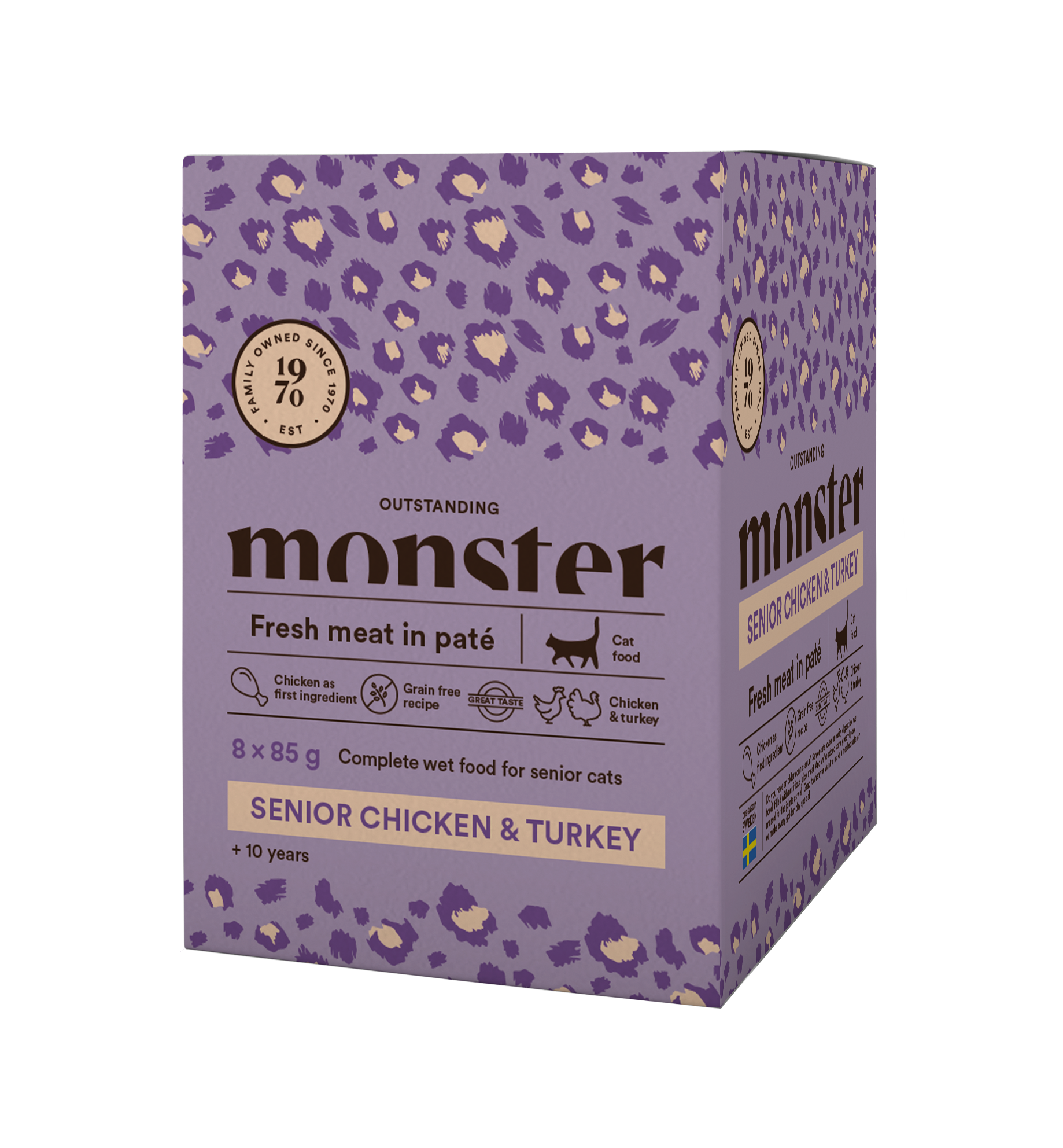 Monster Cat Mokra hrana v vreči - Senior Piščanec/Puran 8x85g