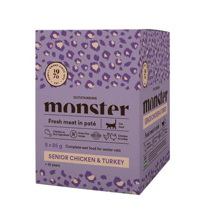 Monster Cat Mokra hrana v vreči - Senior Piščanec/Puran 8x85g