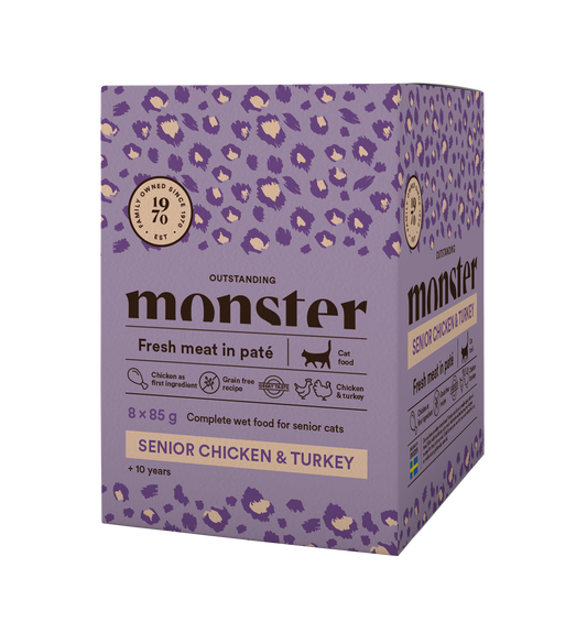 Monster Cat Mokra hrana v vreči - Senior Piščanec/Puran 8x85g
