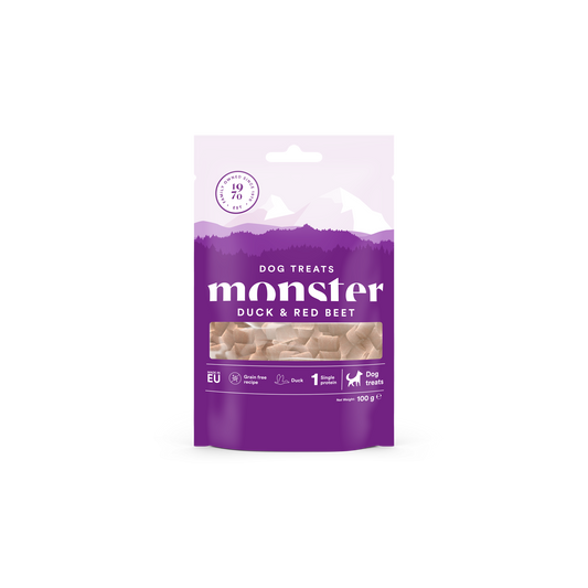 Monster Dog Baked Priboljški - Raca/Rdeča pesa 100g